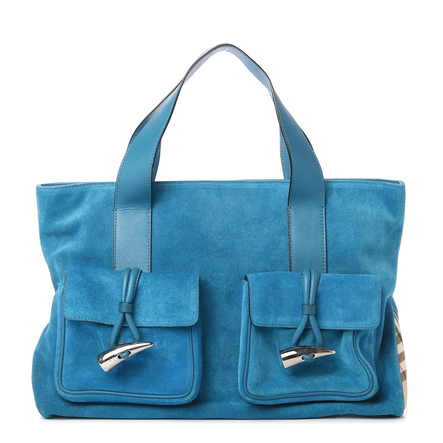 Suede Classic Check Shoulder Bag Blue