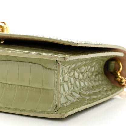 Alexander McQueen Calfskin Crocodile Embossed Skull Mini Crossbody Bag Sage 10 of 11