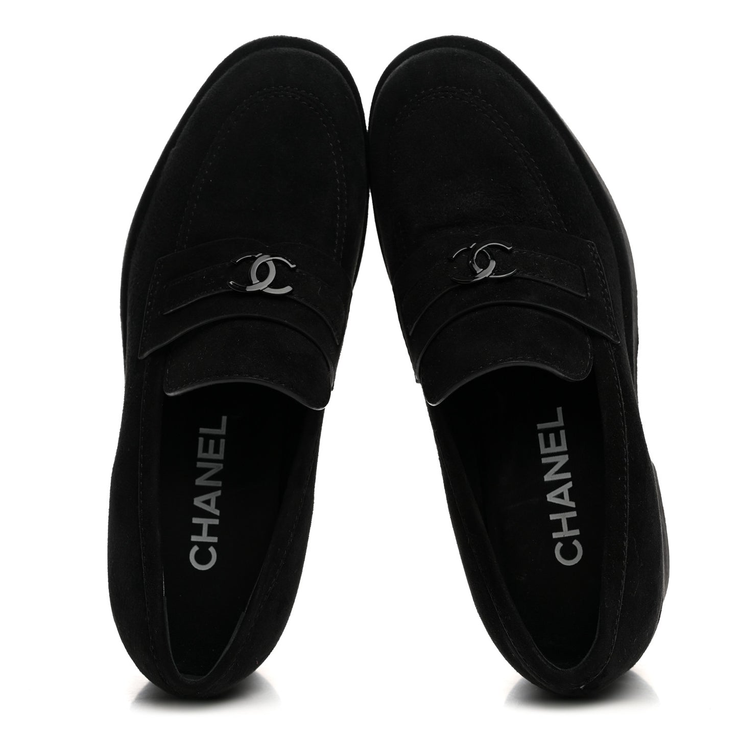 Suede Kidskin CC Platform Loafers 37 Black