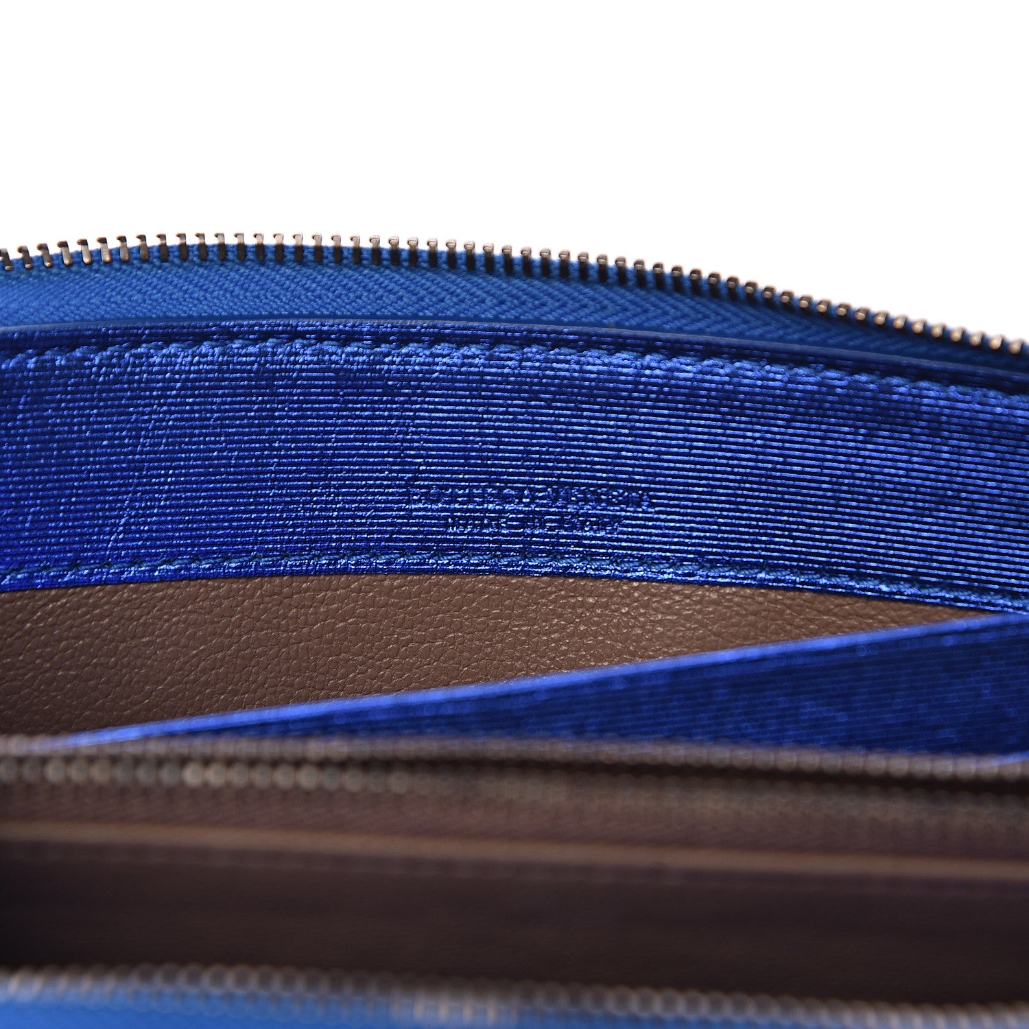 Bottega Veneta Metallic Grosgrain Intrecciato Zip Around Wallet Cobalt 6 of 9