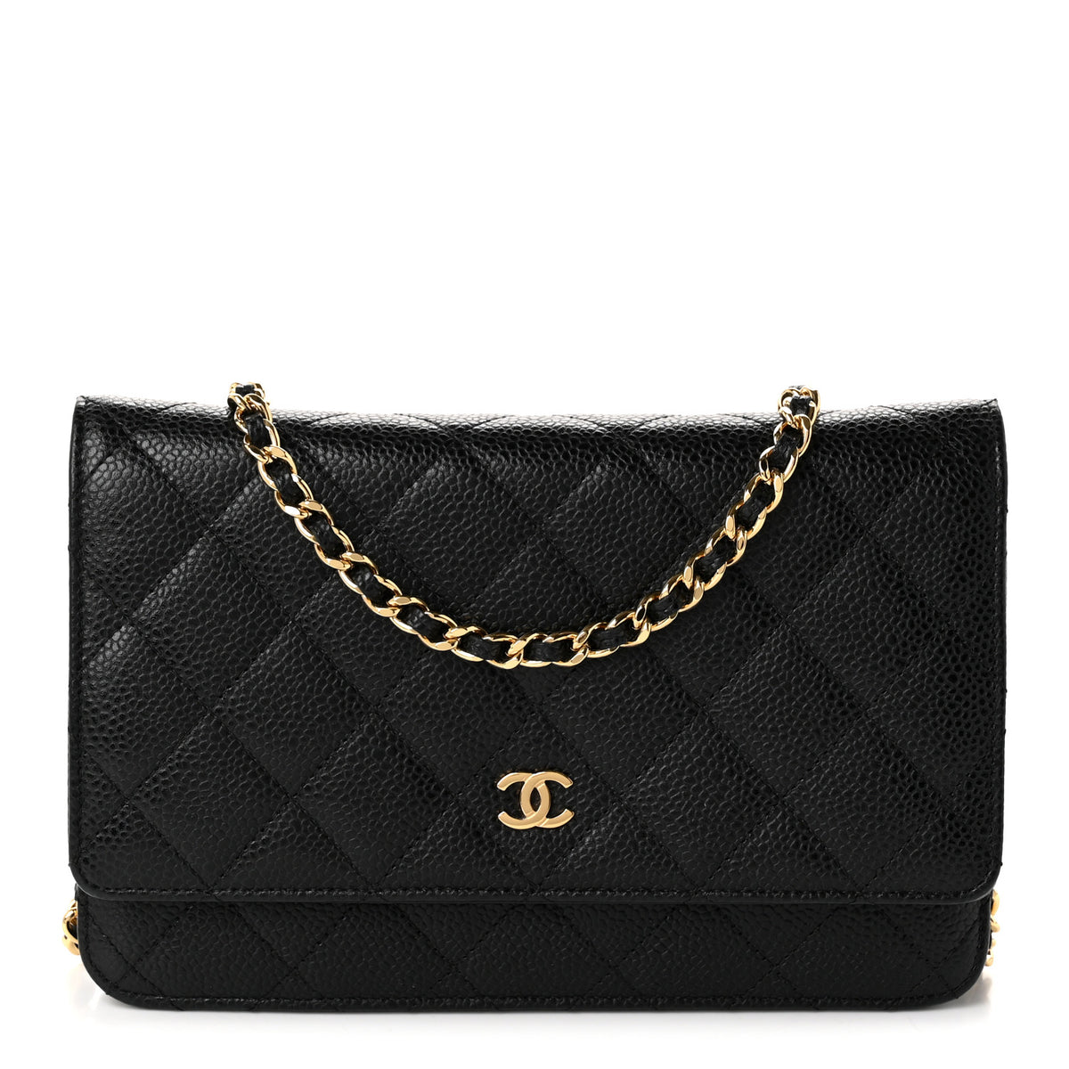 Caviar Quilted Wallet on Chain WOC Black