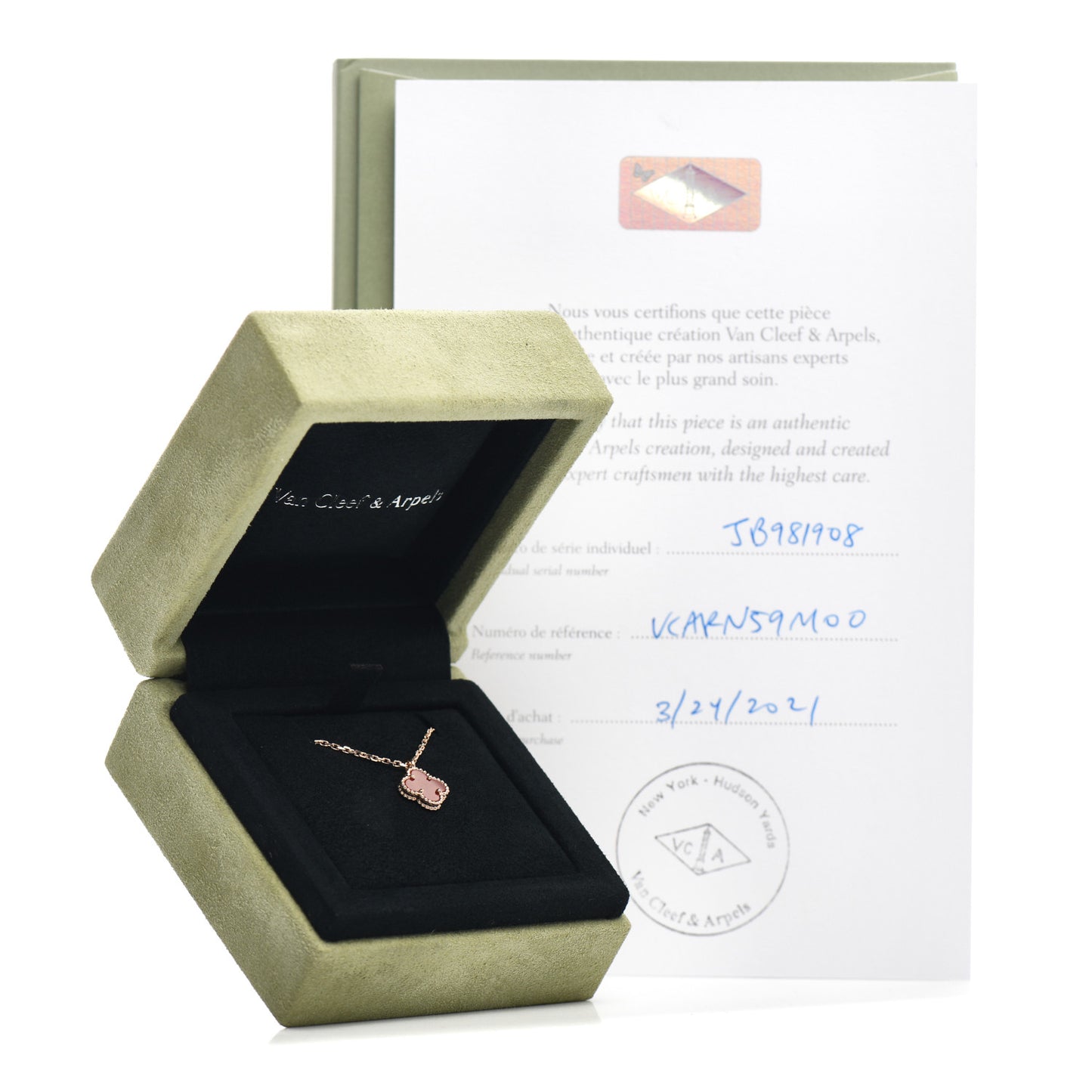 18K Rose Gold Carnelian Sweet Alhambra Pendant Necklace