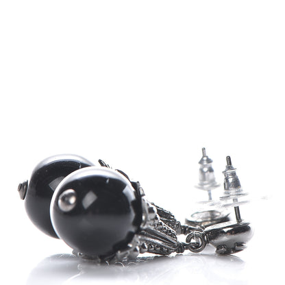 Chanel Ruthenium CC Bead Drop Earrings Black 3 of 5