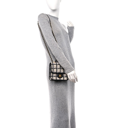 Chanel Tweed Calfskin School Memory Mini Top Handle Flap Ecru Grey Beige Black 2 of 11