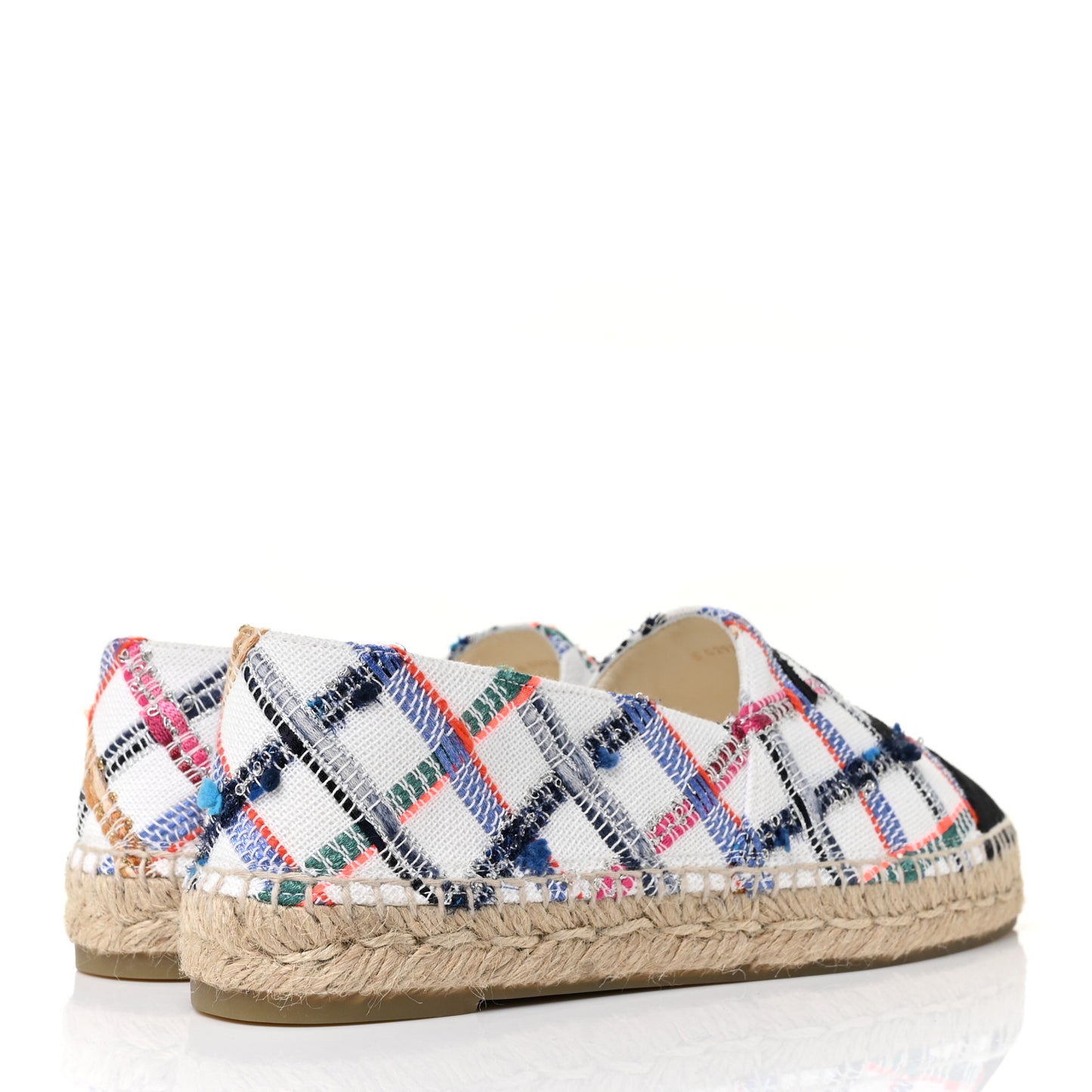 Tweed Grosgrain CC Espadrilles 40 White Blue Pink Green Black