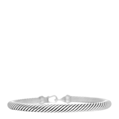 David Yurman Sterling Silver Diamond 5mm Cable Buckle Bracelet 3 of 4