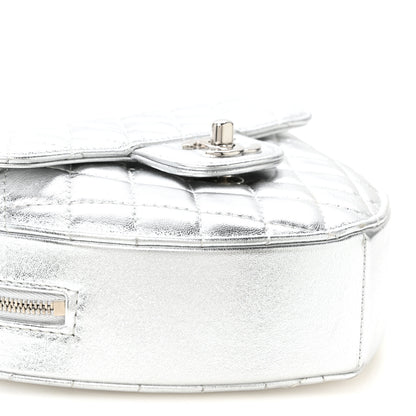 Chanel Metallic Lambskin Quilted Large CC In Love Heart Bag Silver 9 of 11