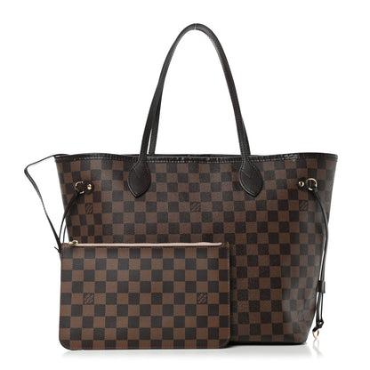 Louis Vuitton Damier Ebene Neo Neverfull MM Rose Ballerine 1 of 12