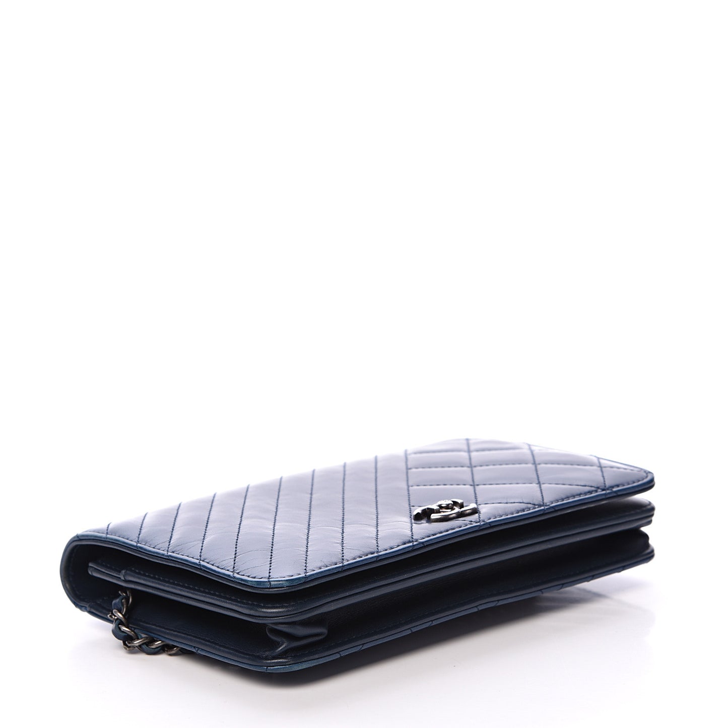 Glazed Calfskin Quilted Coco Boy Wallet On Chain WOC Blue
