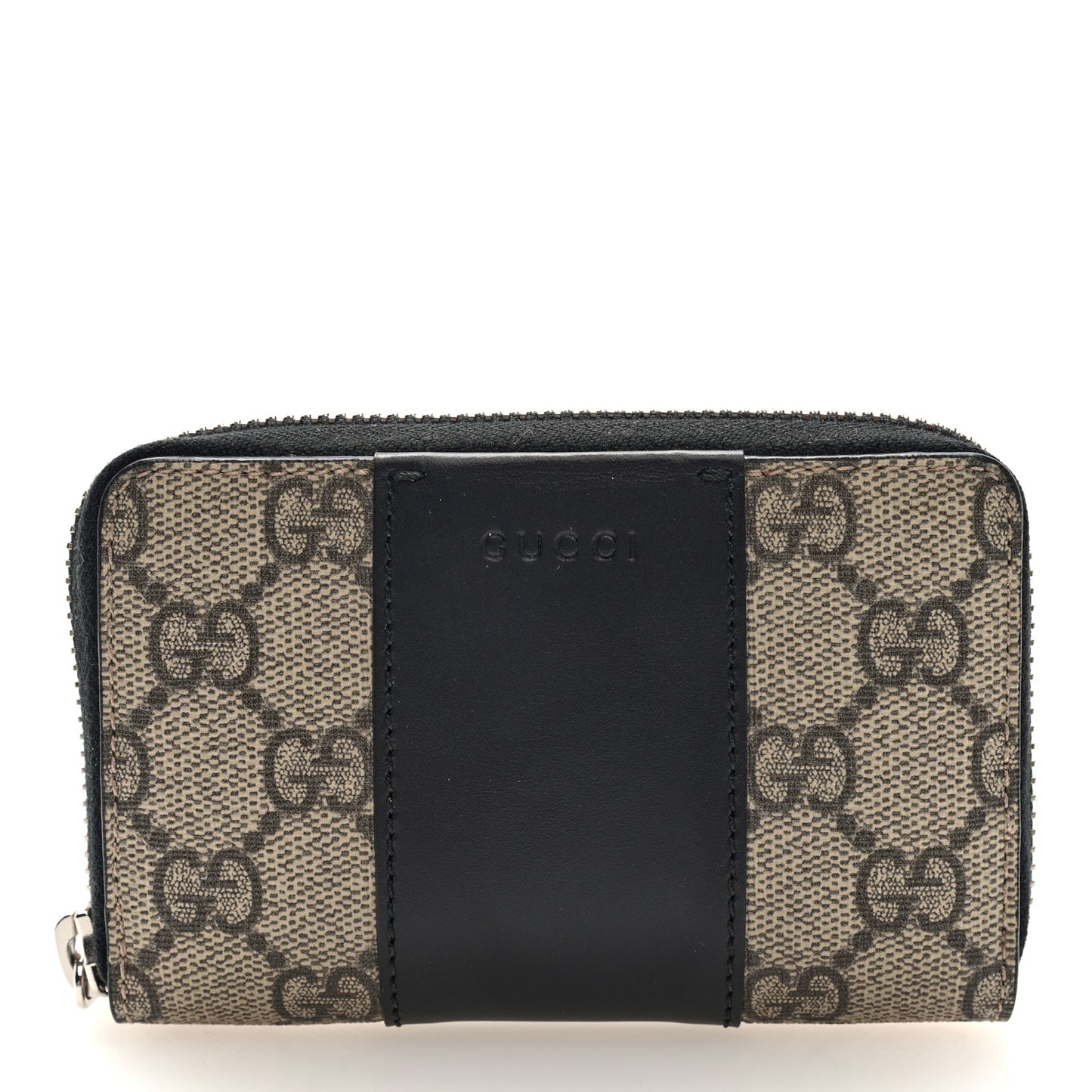 GG Supreme Monogram Zip Around Card Case Black