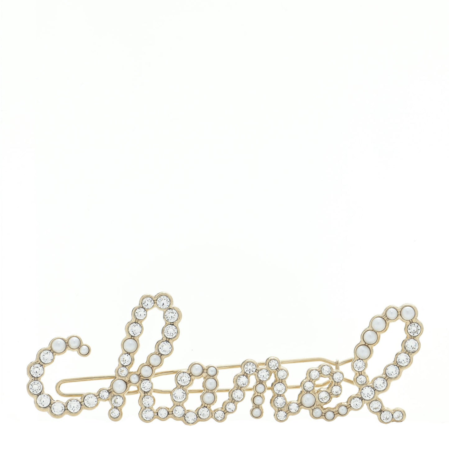 Metal Glass Swirling Pearls Hair Clip Gold