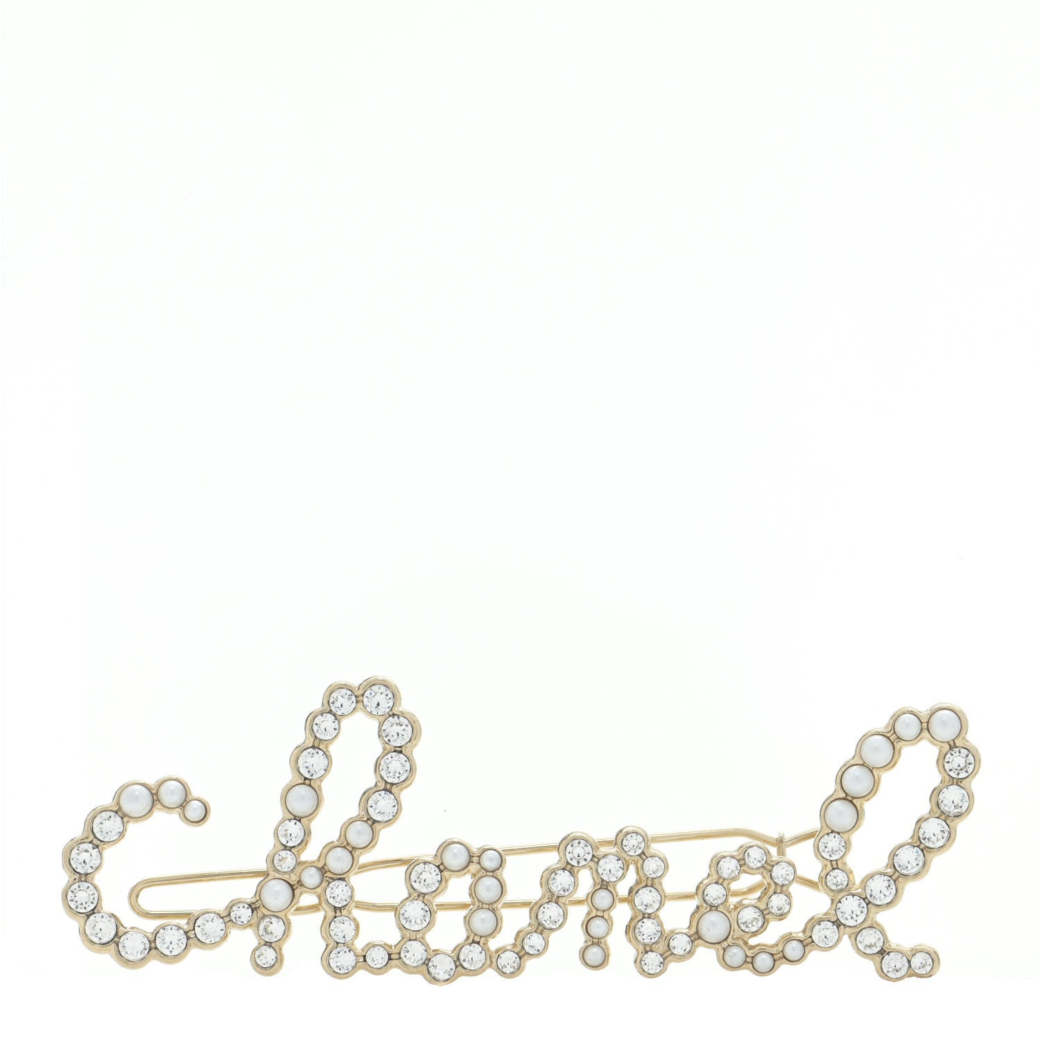 Chanel Metal Glass Swirling Pearls Hair Clip Gold 1 of 6