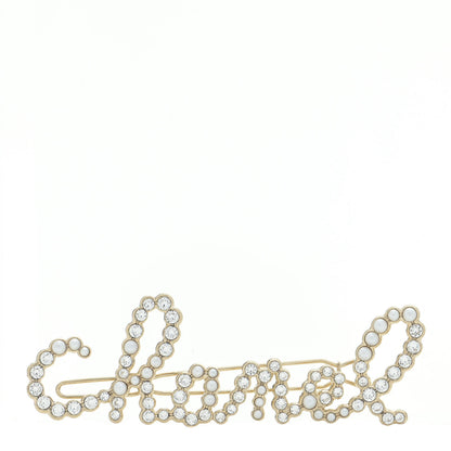 Chanel Metal Glass Swirling Pearls Hair Clip Gold 1 of 6
