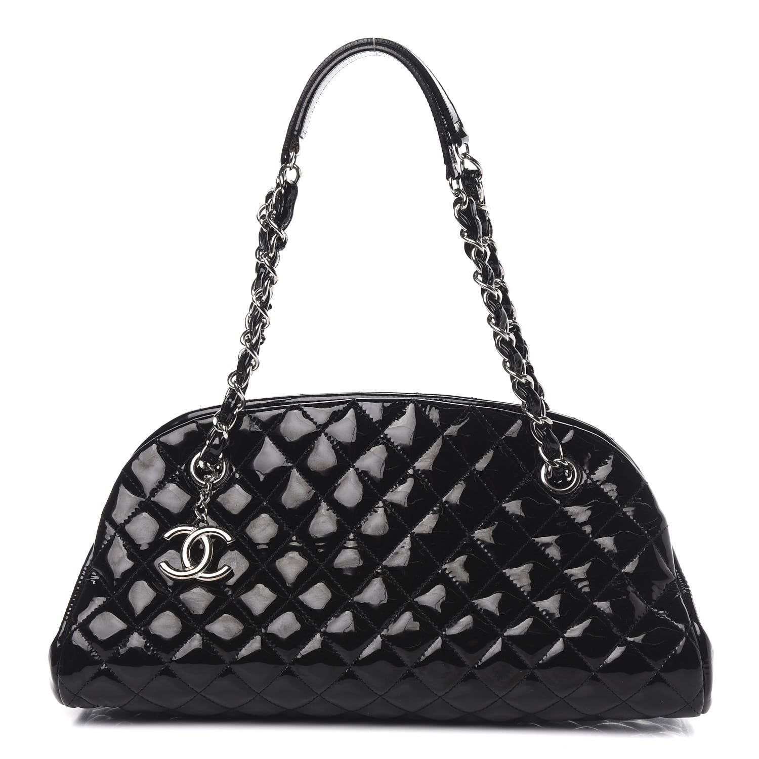 Chanel Patent Quilted Medium Just Mademoiselle Bowling Bag Black 1 of 10
