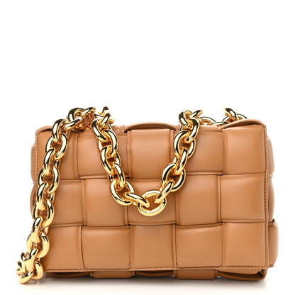Bottega Veneta Lambskin Maxi Intreccio Padded Chain Cassette Crossbody Bag Caramel 1 of 9