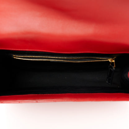 Saint Laurent Grain De Poudre Matelasse Chevron Large Monogram Satchel Lipstick Red 5 of 11
