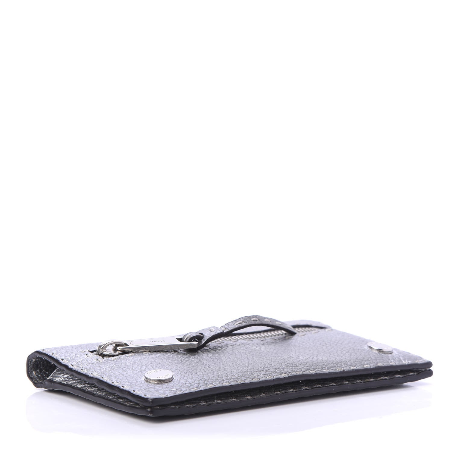 Fendi Cuoio Romano Lux Selleria Flat Clutch Argento 4 of 11