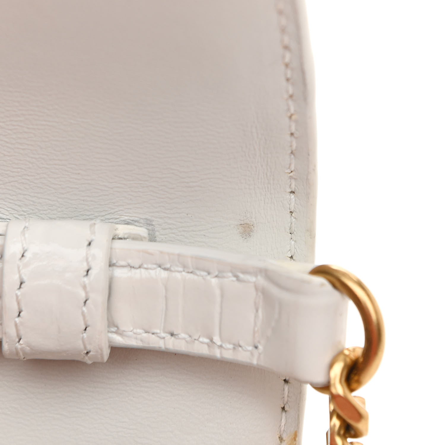 Balenciaga Shiny Calfskin Crocodile Embossed Hourglass Chain Bag White 11 of 15