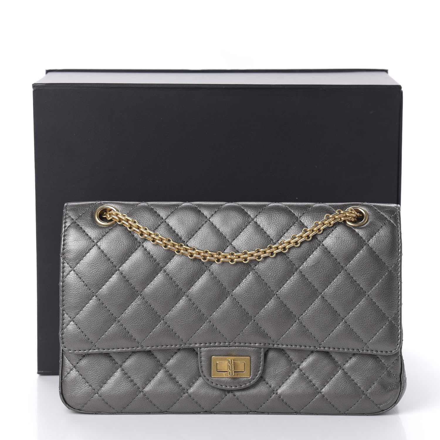 Chanel Metallic Calfskin Quilted 2.55 Reissue 226 Flap Charcoal 13 of 13