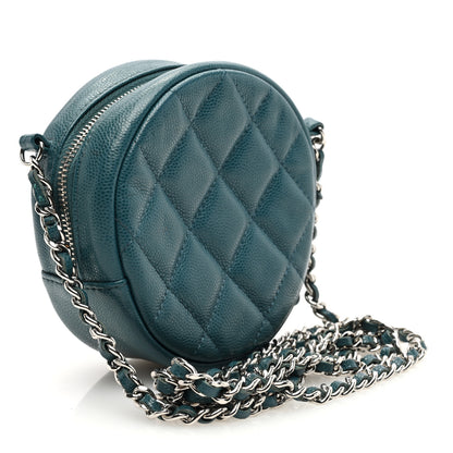 Chanel Caviar Quilted Round Clutch With Chain Green 3 of 9