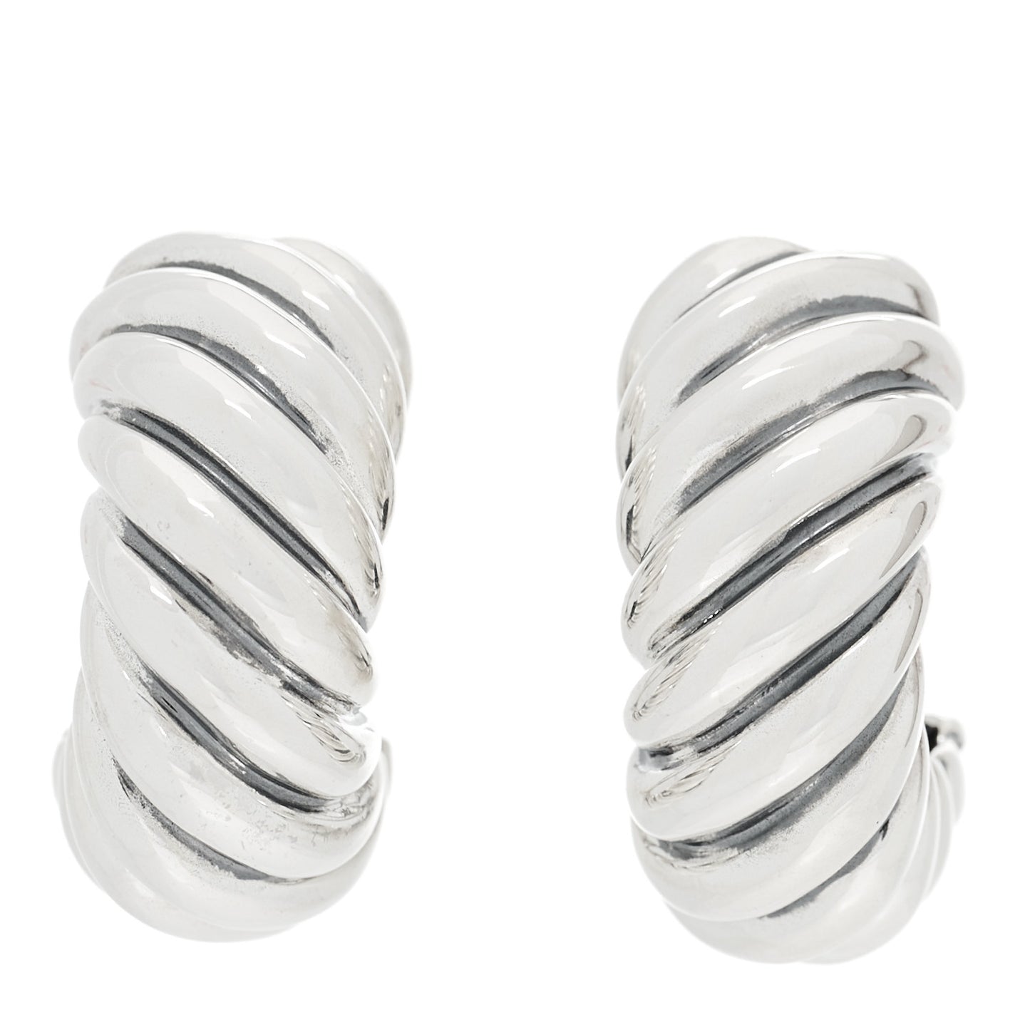 Sterling Silver Sculpted Cable Shrimp Earrings