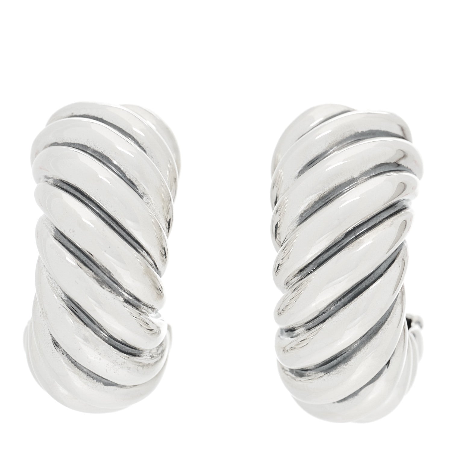 David Yurman Sterling Silver Sculpted Cable Shrimp Earrings 1 of 4