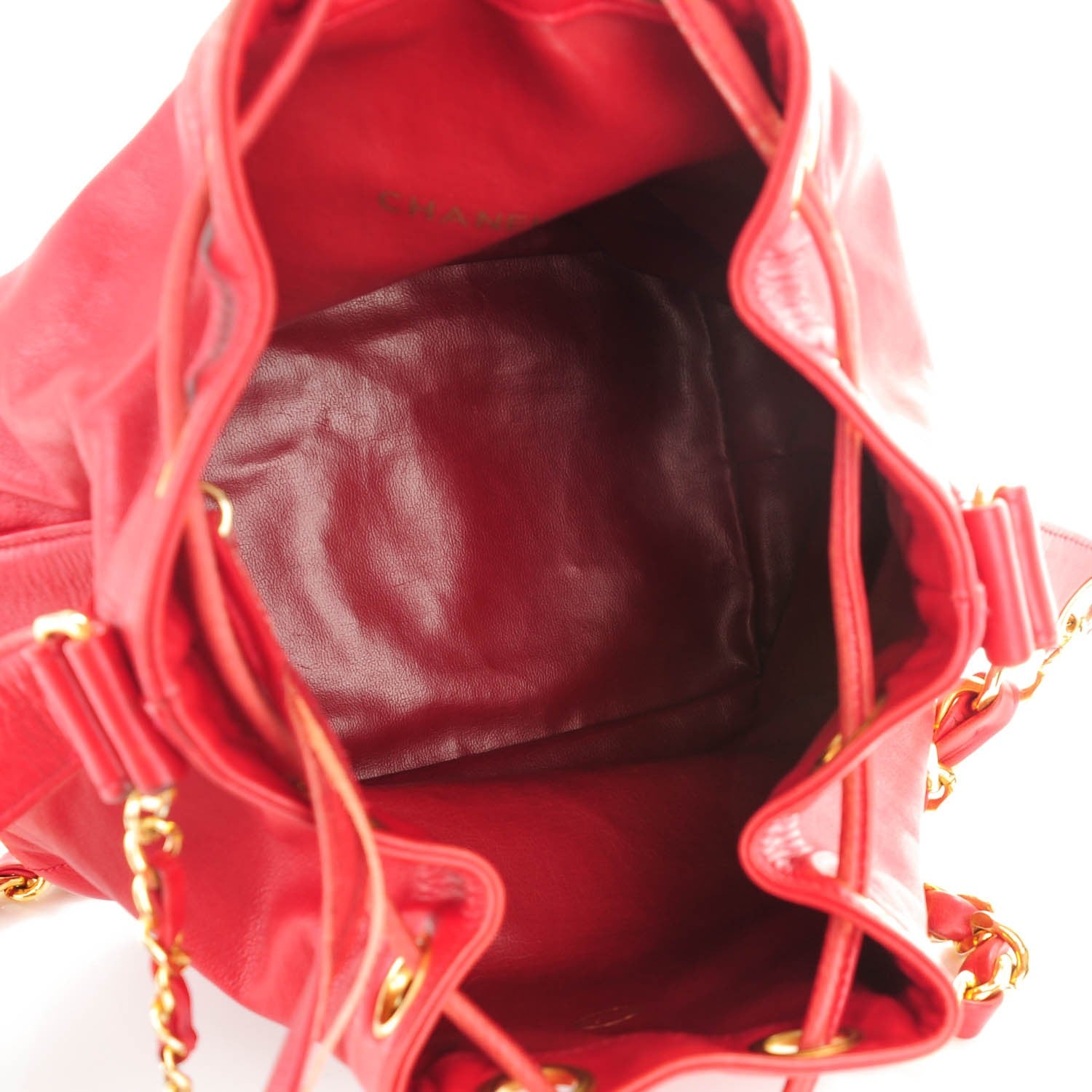 Chanel Lambskin Drawstring CC Shoulder Bag Red 6 of 16