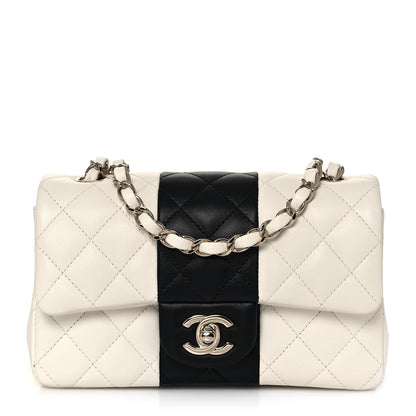Chanel Lambskin Quilted Mini Rectangular Flap White Black 1 of 13