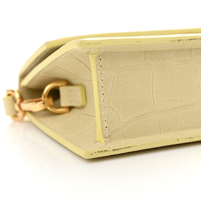 Jacquemus Nubuck Crocodile Embossed Le Chiquito Long Pale Yellow 8 of 12