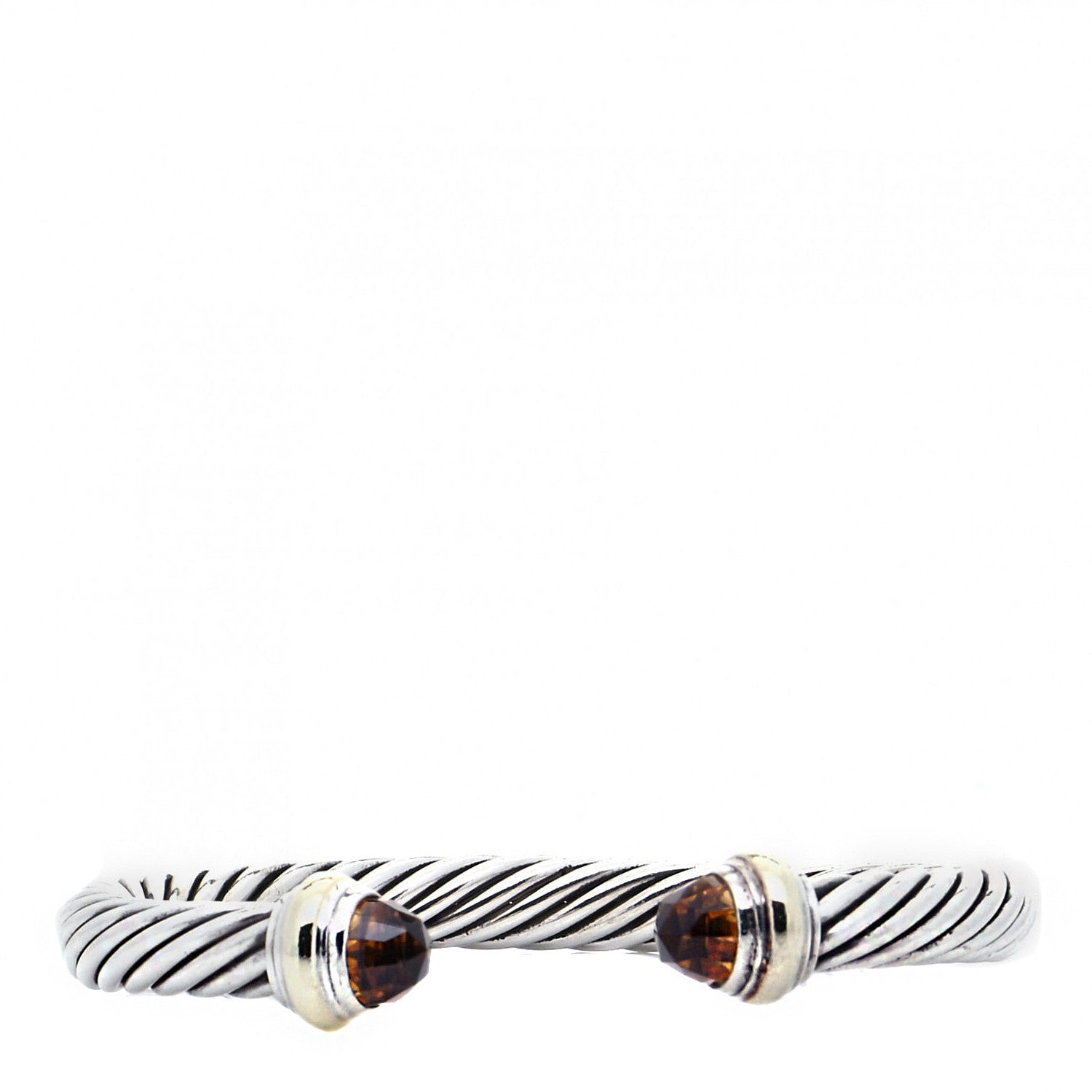 David Yurman Sterling Silver 14K Yellow Gold Citrine 7mm Cable Classics Bracelet 1 of 4
