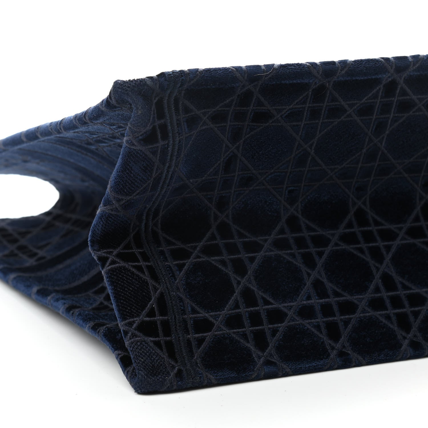 Christian Dior Velvet Cannage Large Book Tote Navy Blue 8 of 10