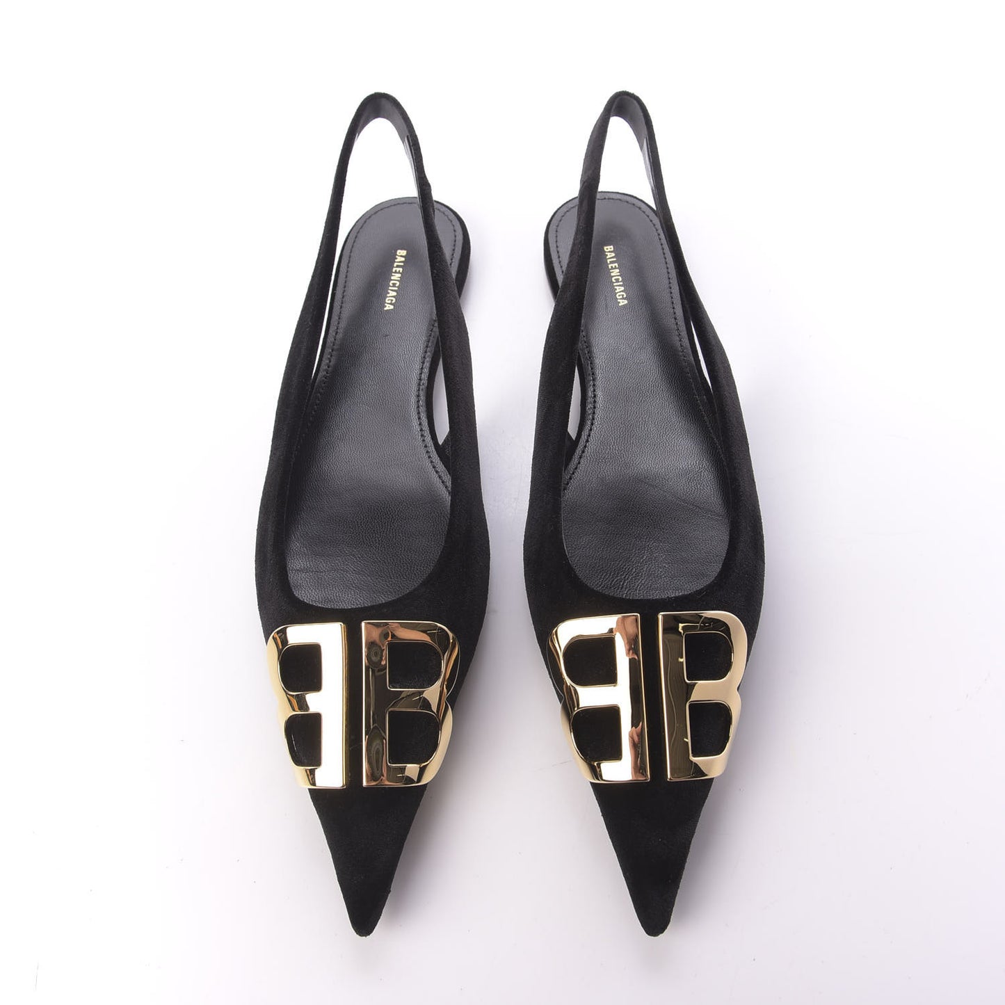 Velvet BB Knife Pointy Toe Slingback Flats 36.5 Black