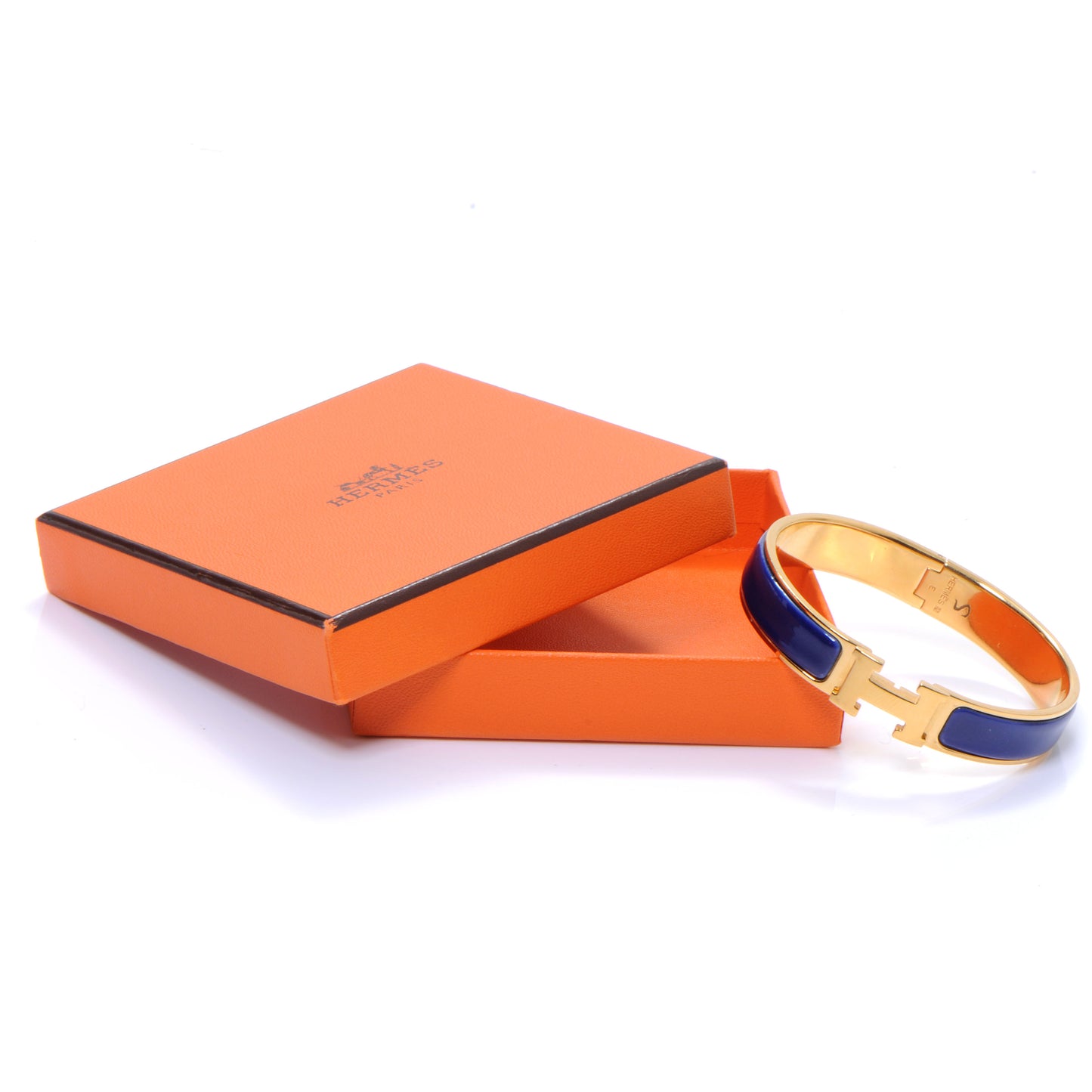Narrow Enamel Clic Clac H Bracelet PM Bleu Gold
