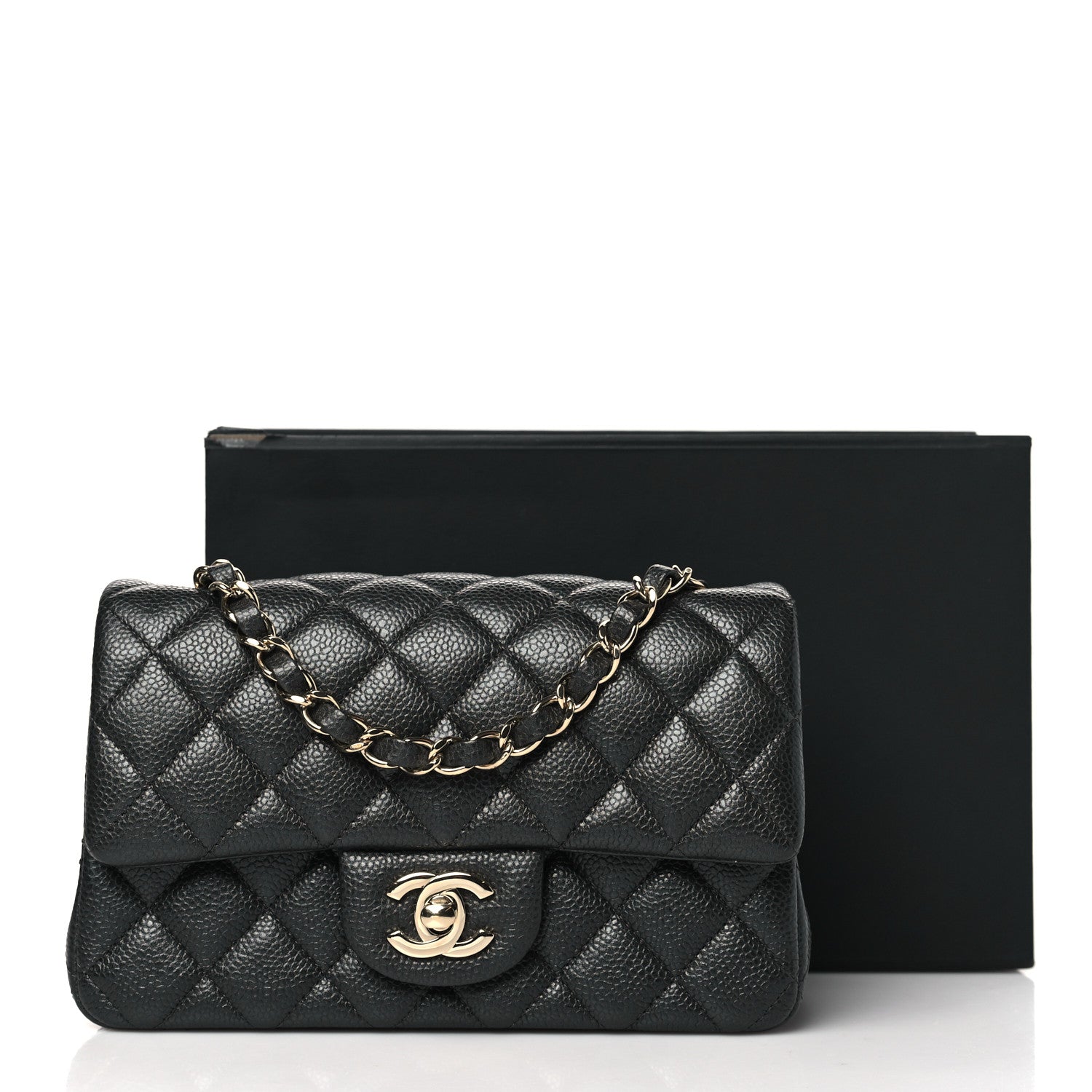 Chanel Metallic Caviar Quilted Mini Rectangular Flap Dark Grey 11 of 11