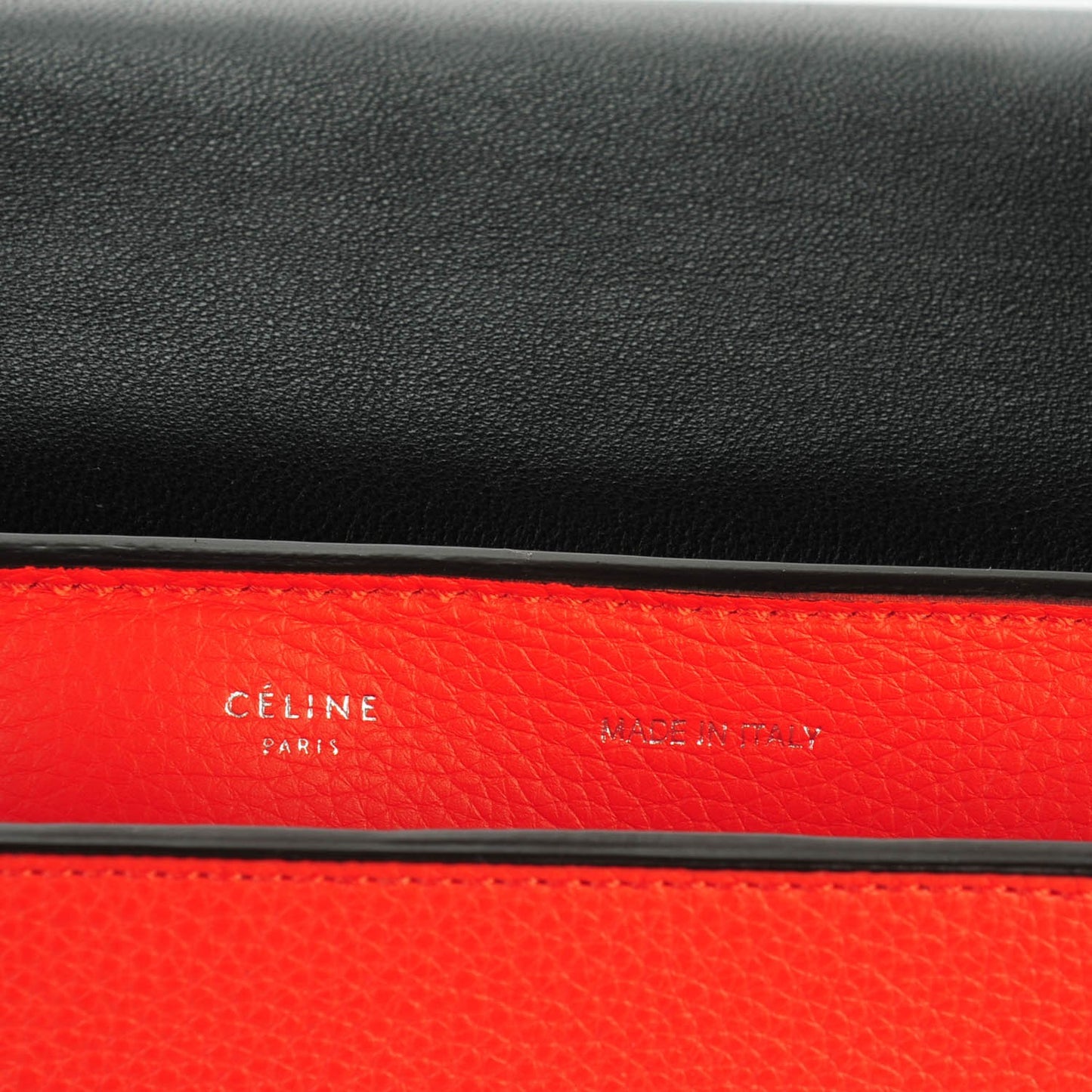 Drummed Calfskin Suede Medium Trapeze Vermillion