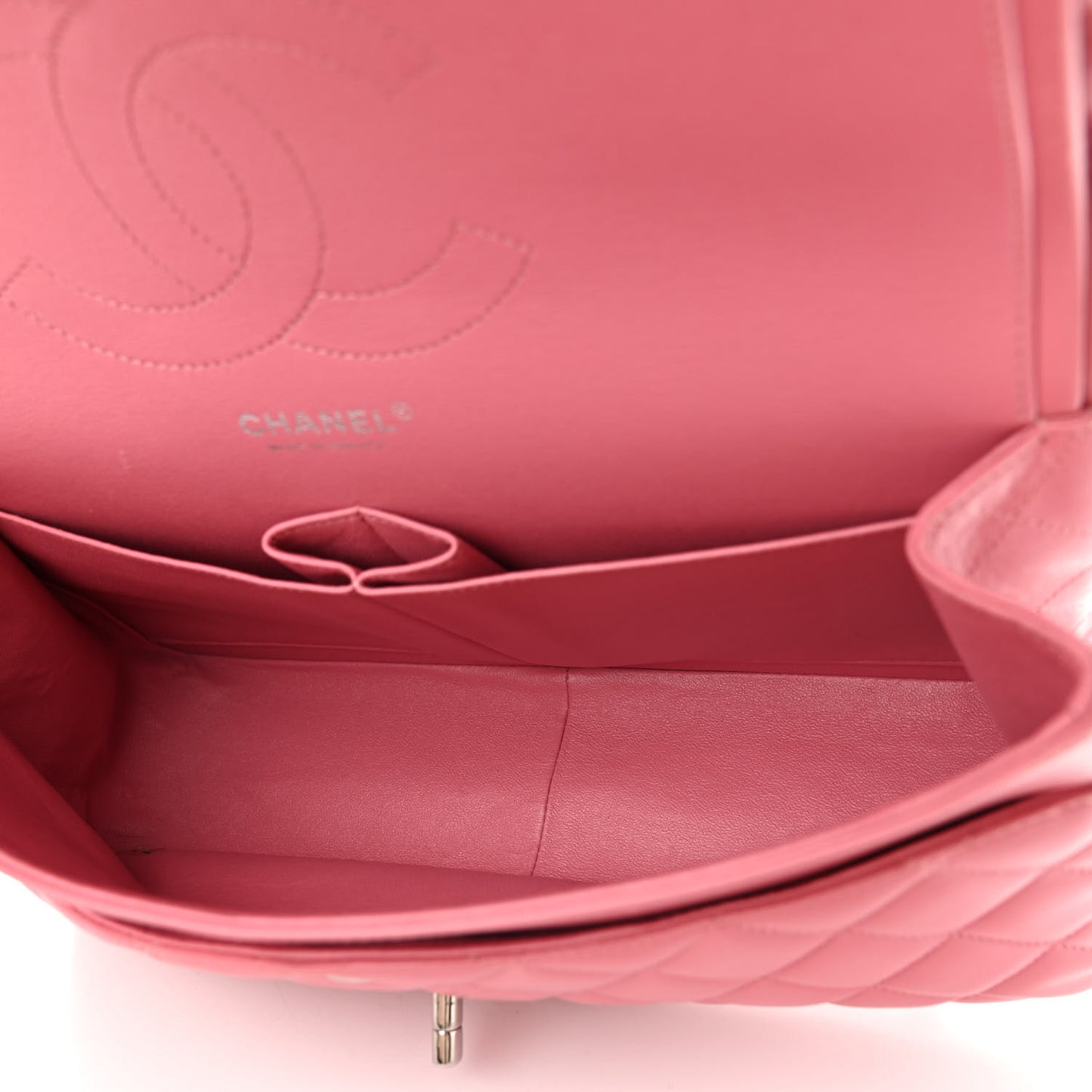 Lambskin Quilted Jumbo Double Flap Pink