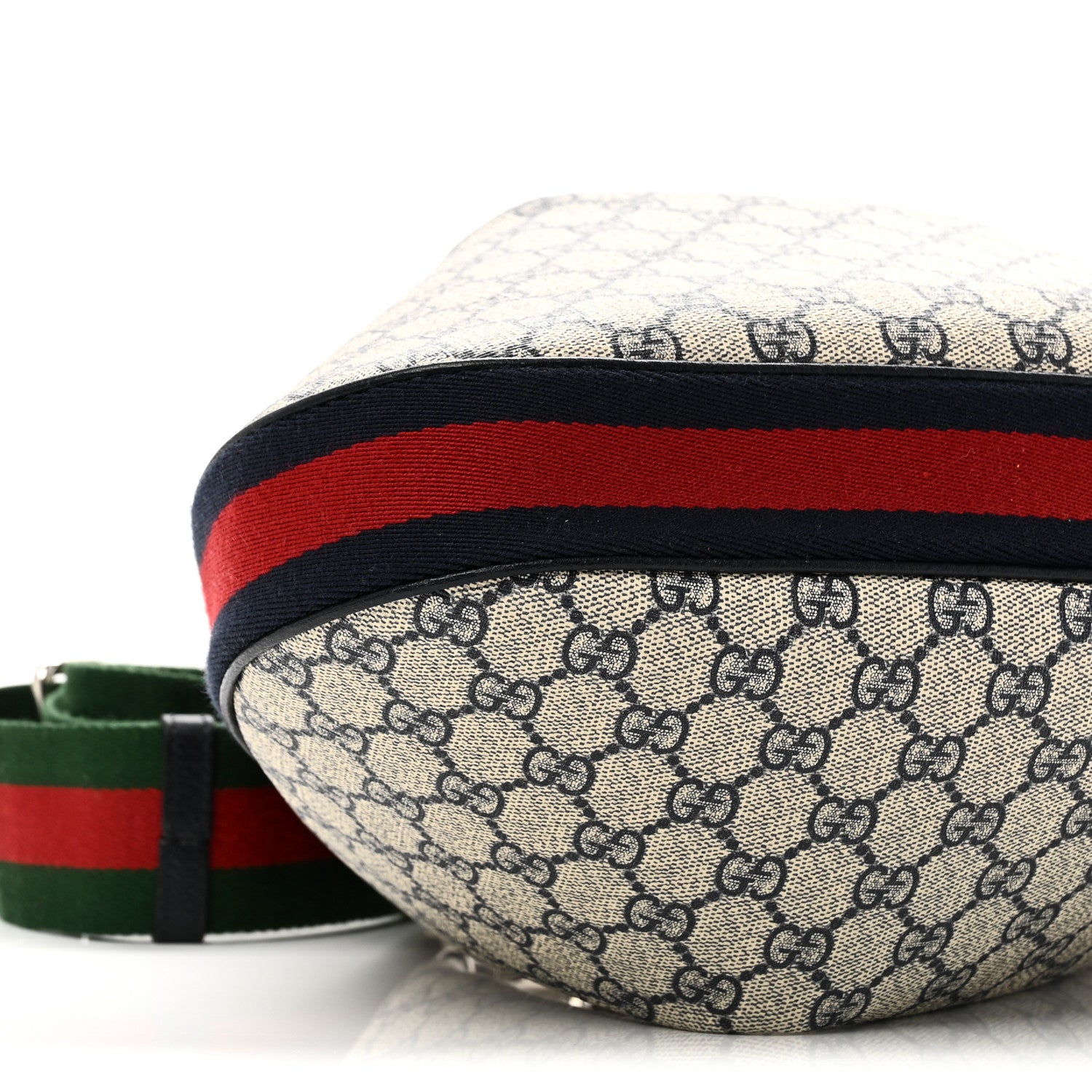 Gucci GG Supreme Monogram Textured Calfskin Web Large Attache Shoulder Bag Beige Blue 9 of 10