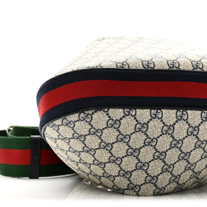 Gucci GG Supreme Monogram Textured Calfskin Web Large Attache Shoulder Bag Beige Blue 9 of 10