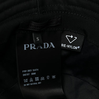Prada Re-Nylon Metal Triangle Logo Mens Bucket Hat S Black 7 of 7
