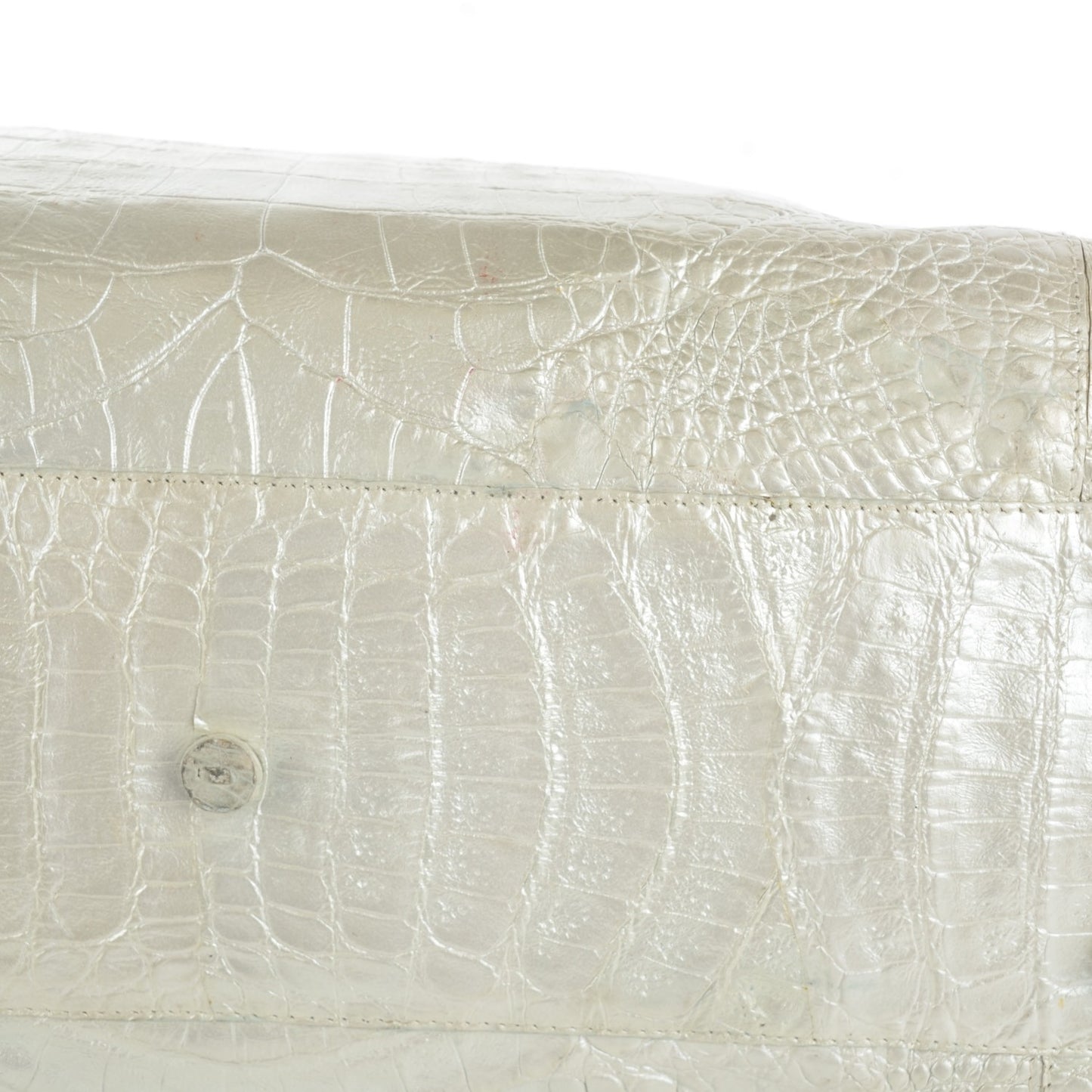 Crocodile Top Handle Bag Silver