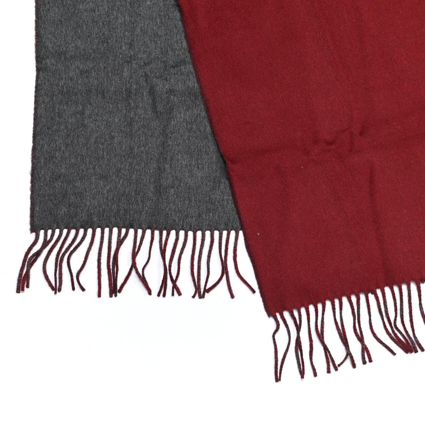 Cashmere Fringe Double Face Scarf Rogue H Gris Moyen