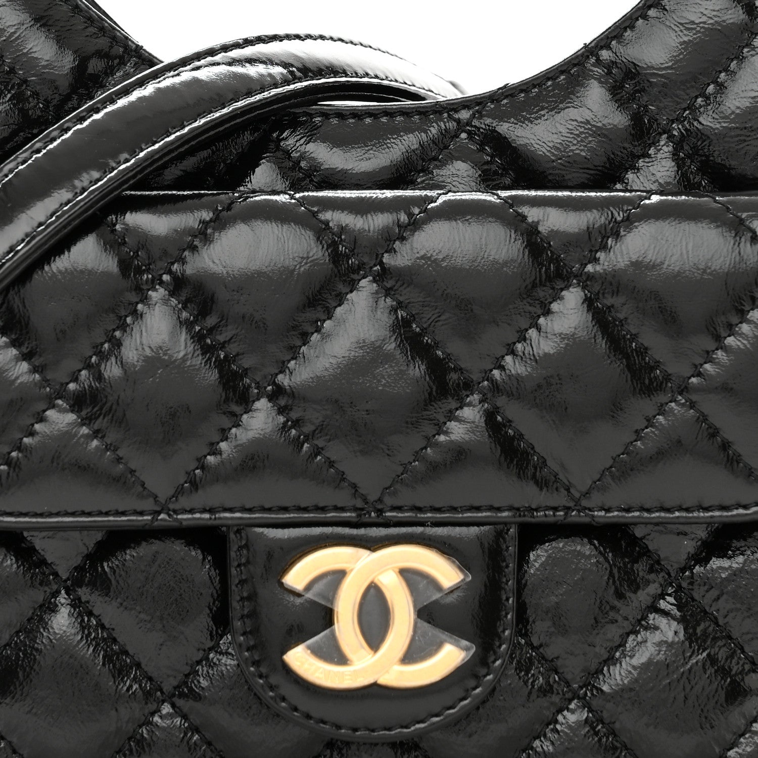 Chanel Shiny Crumpled Calfskin Quilted Small Wavy CC Hobo Black 8 of 11