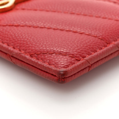 Saint Laurent Grain De Poudre Matelasse Chevron Monogram Credit Card Case Opyum Red 8 of 11