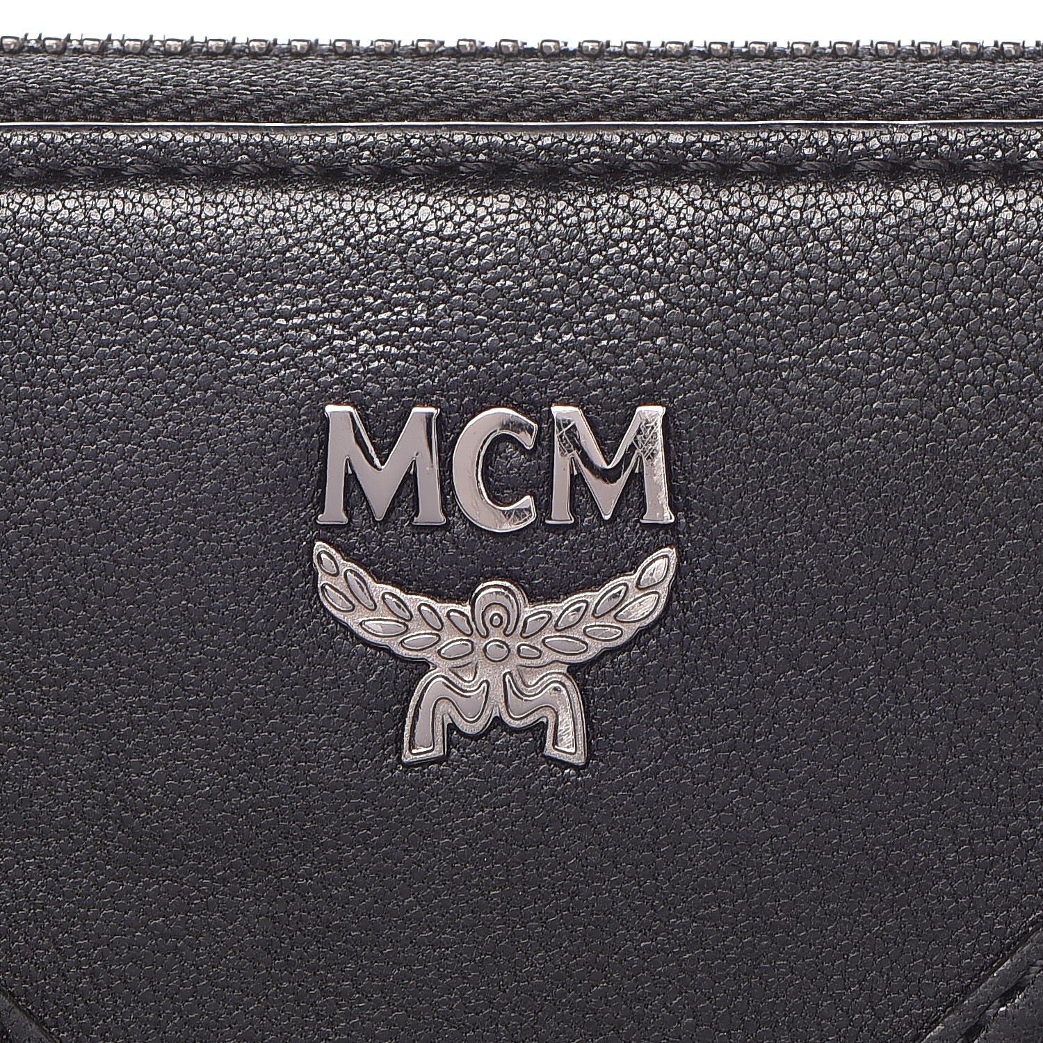 MCM Lambskin Large Zip Around Wallet Black 7 of 15
