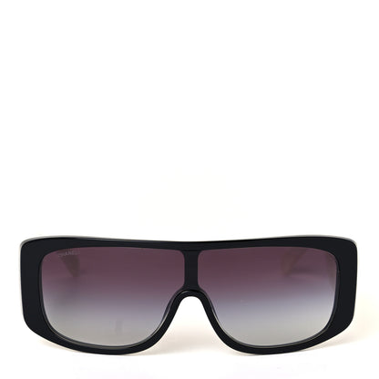 Chanel Acetate Shield Sunglasses 71466 White Black 2 of 7