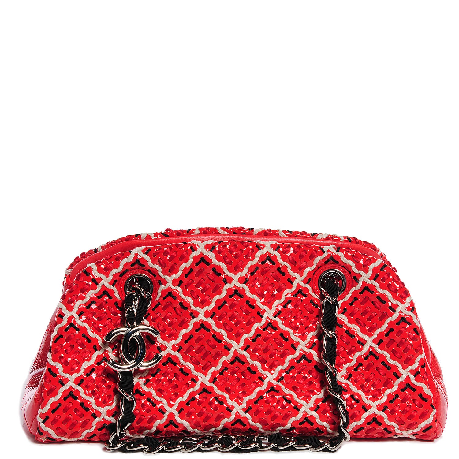 Chanel Patent Hand Embroidered Small Just Mademoiselle Red 1 of 8