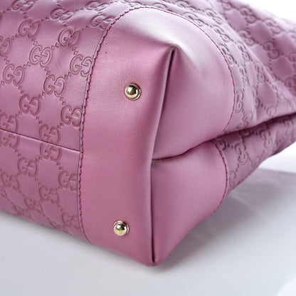 Gucci Metallic Soft Guccissima Large Heart Bit Charm Top Handle Tote Fresia Rose 9 of 16