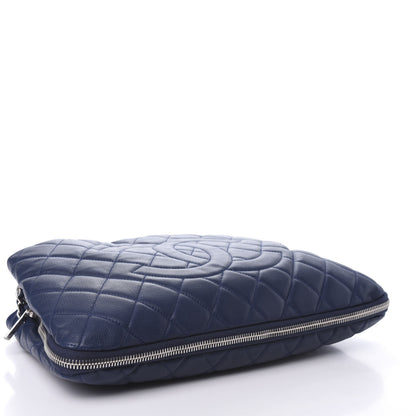 Chanel Caviar Quilted Expandable Zip Shoulder Bag Blue 6 of 18