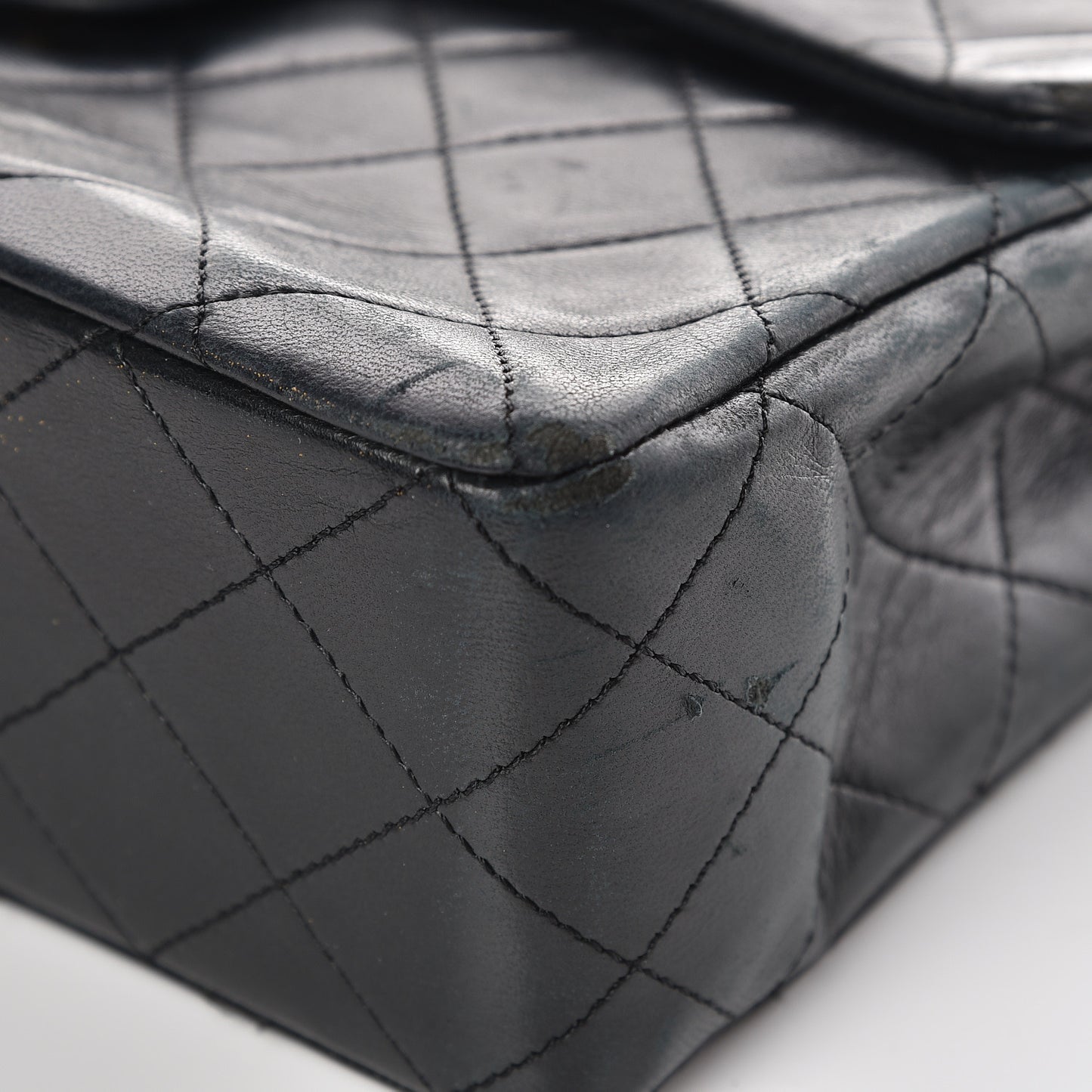 Lambskin Quilted Medium Double Flap Black