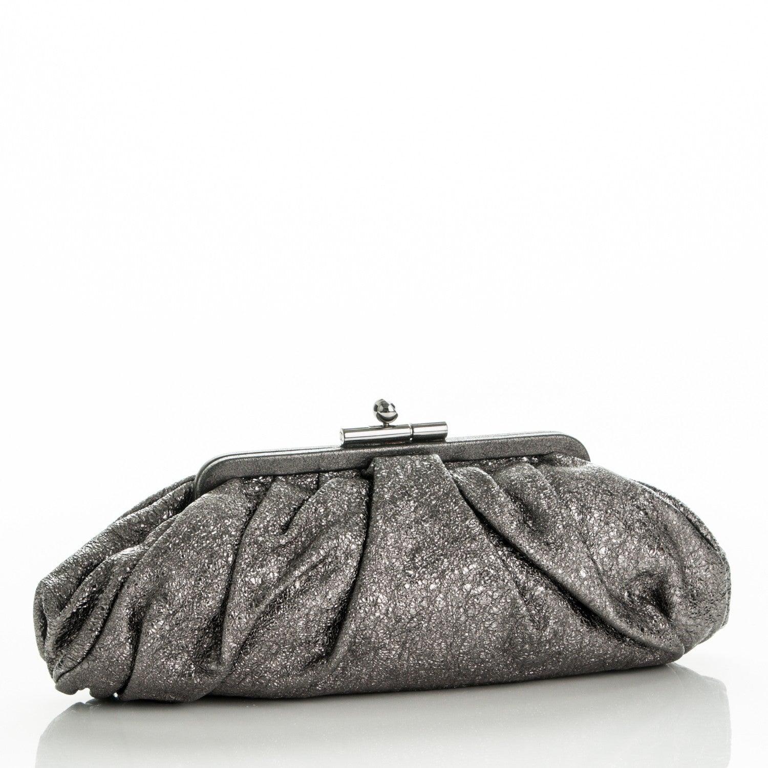 Chanel Metallic Crackled Calfskin Monte Carlo Clutch Dark Silver 3 of 7
